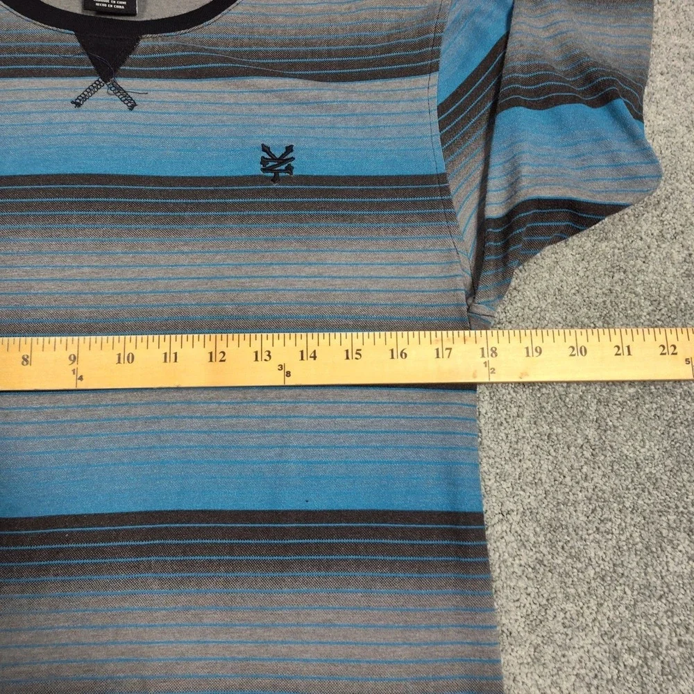Zoo York Striped Long Sleeve T Shirt Men's M Blue Gray Cotton Polyester